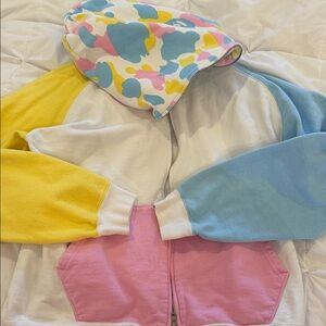 Bape Colorblock Zip-Up Hoodie - Pastel Yellow, Blue & Pink